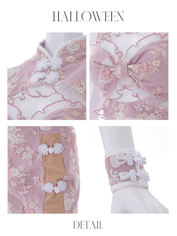 画像22: 【即日発送】【ハロウィン】リボンチャイナミニセットアップ【コスプレ4点セット】【XS-Mサイズ/3カラー】(SE01YN)[OF04] (22)