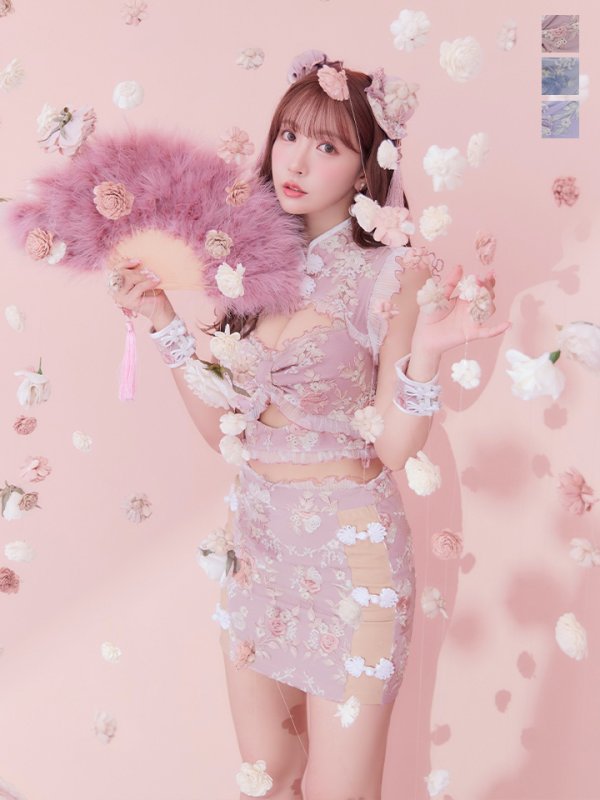 sugar シュガー リボンチャイナミニセットアップ ペールラベンダー Sサイズ 即日発送】【ハロウィン】リボンチャイナミニセットアップ