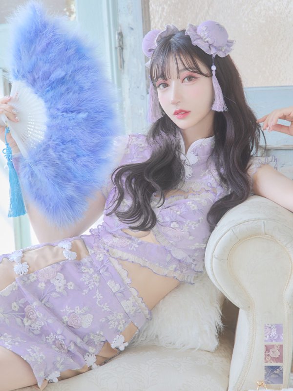 画像2: 【即日発送】【ハロウィン】リボンチャイナミニセットアップ【コスプレ4点セット】【XS-Mサイズ/3カラー】(SE01YN)[OF04] (2)