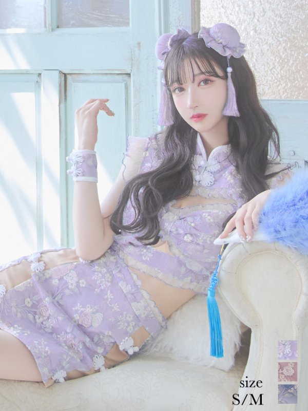 画像3: 【即日発送】【ハロウィン】リボンチャイナミニセットアップ【コスプレ4点セット】【XS-Mサイズ/3カラー】(SE01YN)[OF04] (3)