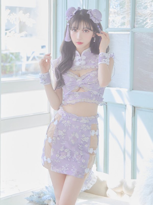 画像4: 【即日発送】【ハロウィン】リボンチャイナミニセットアップ【コスプレ4点セット】【XS-Mサイズ/3カラー】(SE01YN)[OF04] (4)