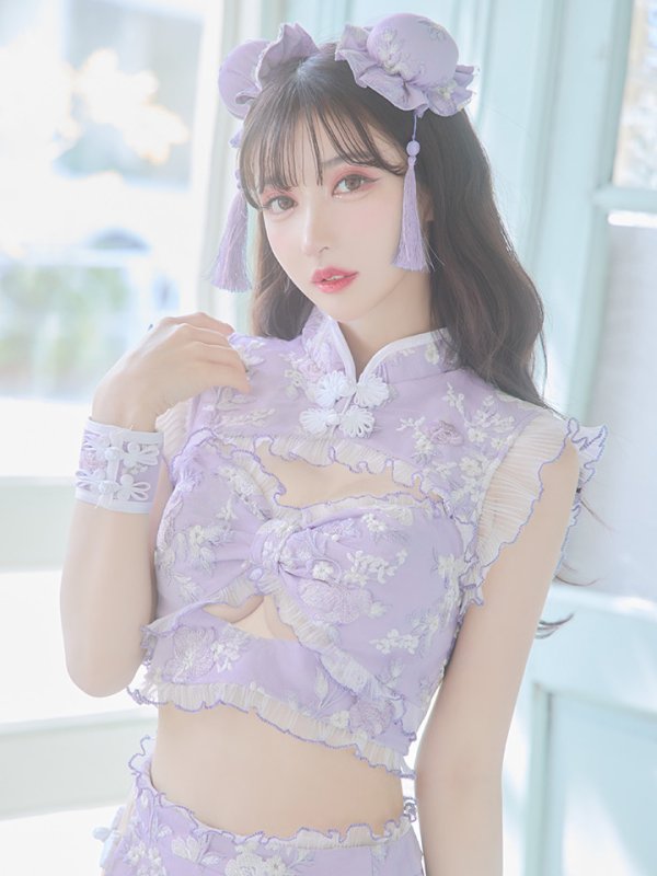 画像18: 【即日発送】【ハロウィン】リボンチャイナミニセットアップ【コスプレ4点セット】【XS-Mサイズ/3カラー】(SE01YN)[OF04] (18)