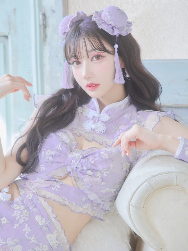 画像12: 【即日発送】【ハロウィン】リボンチャイナミニセットアップ【コスプレ4点セット】【XS-Mサイズ/3カラー】(SE01YN)[OF04] (12)