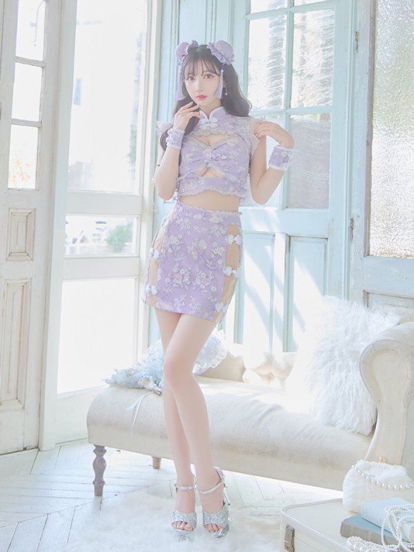 画像13: 【即日発送】【ハロウィン】リボンチャイナミニセットアップ【コスプレ4点セット】【XS-Mサイズ/3カラー】(SE01YN)[OF04] (13)