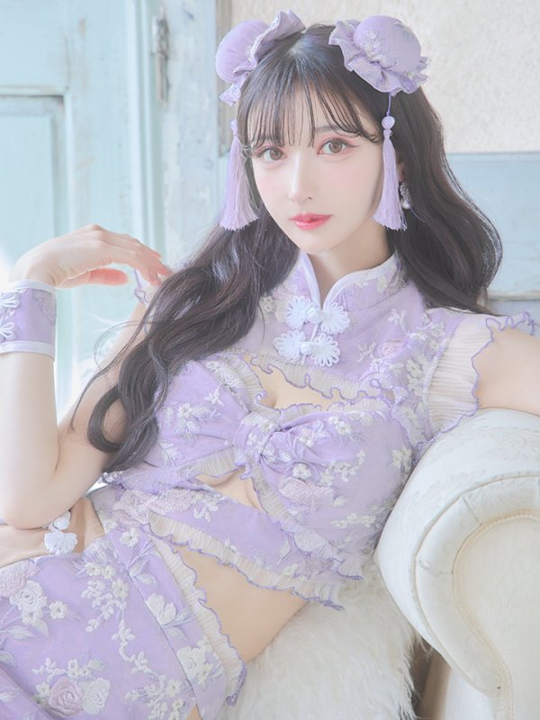 画像15: 【即日発送】【ハロウィン】リボンチャイナミニセットアップ【コスプレ4点セット】【XS-Mサイズ/3カラー】(SE01YN)[OF04] (15)