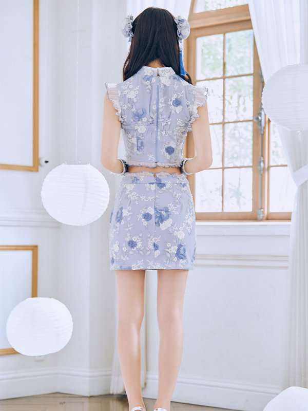 画像13: 【即日発送】【ハロウィン】リボンチャイナミニセットアップ【コスプレ4点セット】【XS-Mサイズ/3カラー】(SE01YN)[OF04] (13)