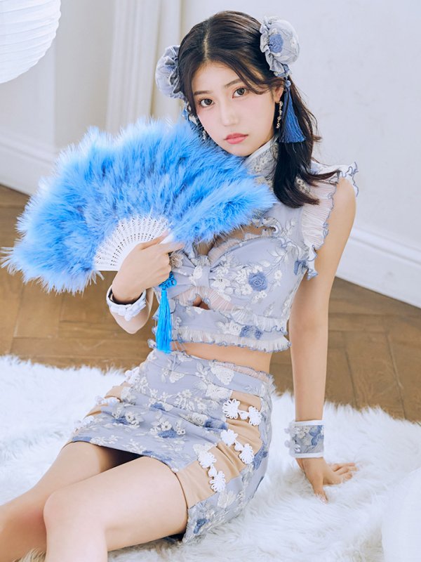 画像3: 【即日発送】【ハロウィン】リボンチャイナミニセットアップ【コスプレ4点セット】【XS-Mサイズ/3カラー】(SE01YN)[OF04] (3)