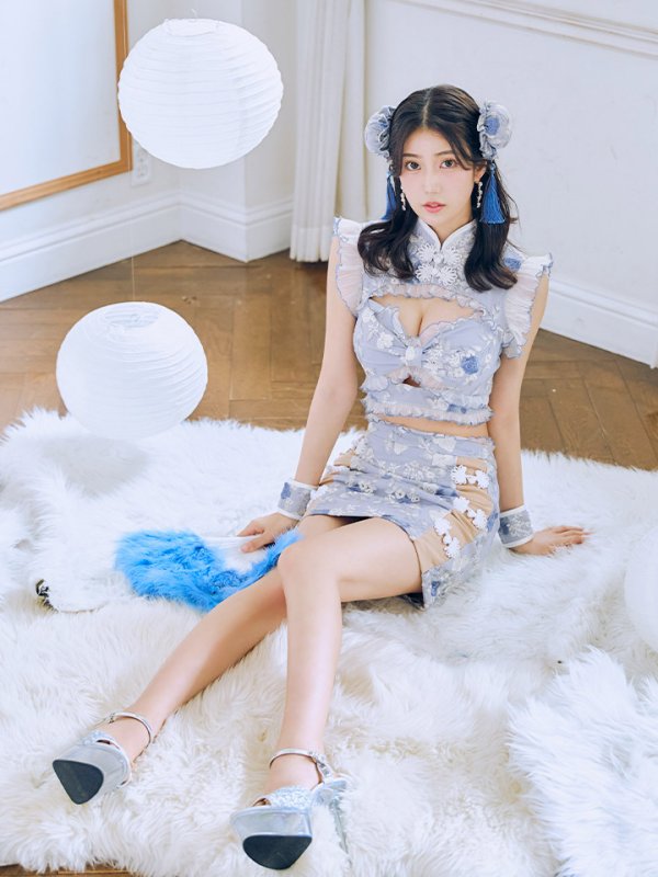 画像6: 【即日発送】【ハロウィン】リボンチャイナミニセットアップ【コスプレ4点セット】【XS-Mサイズ/3カラー】(SE01YN)[OF04] (6)