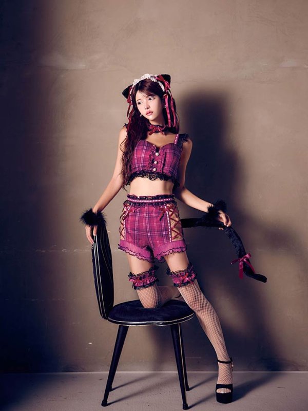 画像9: 【SALE!!】【即日発送】【ハロウィン】チェックキャットセットアップ【コスプレ6点セット】【S-Mサイズ/1カラー】[HC03] (9)