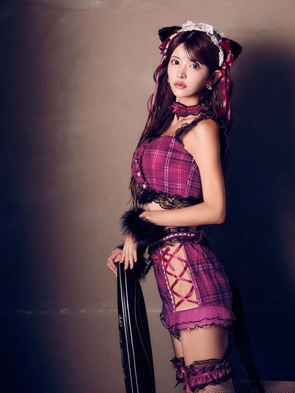 画像11: 【SALE!!】【即日発送】【ハロウィン】チェックキャットセットアップ【コスプレ6点セット】【S-Mサイズ/1カラー】[HC03] (11)