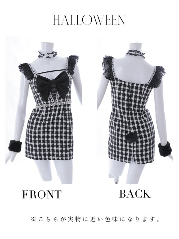 画像35: 【SALE!!】【即日発送】【ハロウィン】 ツイードバニーミニワンピ 【コスプレ5点セット】【S-Lサイズ/2カラー】[OF04] (35)