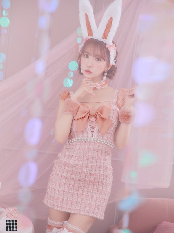 画像20: 【SALE!!】【即日発送】【ハロウィン】 ツイードバニーミニワンピ 【コスプレ5点セット】【S-Lサイズ/2カラー】[OF04] (20)