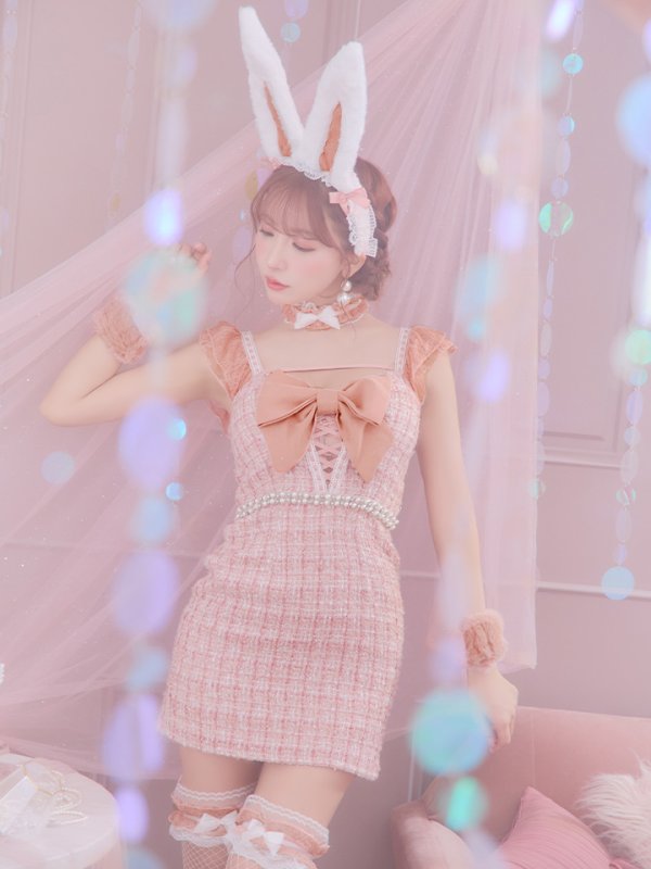 画像21: 【SALE!!】【即日発送】【ハロウィン】 ツイードバニーミニワンピ 【コスプレ5点セット】【S-Lサイズ/2カラー】[OF04] (21)