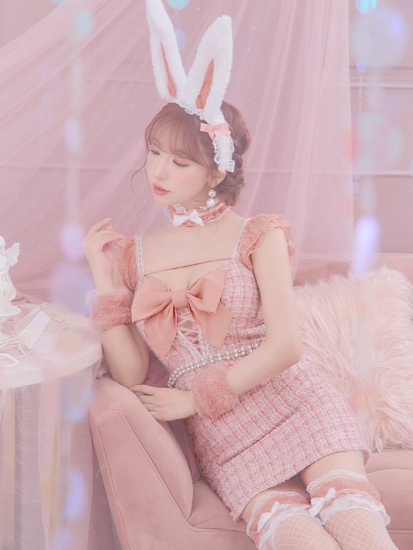 画像28: 【SALE!!】【即日発送】【ハロウィン】 ツイードバニーミニワンピ 【コスプレ5点セット】【S-Lサイズ/2カラー】[OF04] (28)