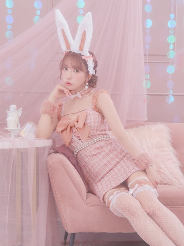 画像30: 【SALE!!】【即日発送】【ハロウィン】 ツイードバニーミニワンピ 【コスプレ5点セット】【S-Lサイズ/2カラー】[OF04] (30)