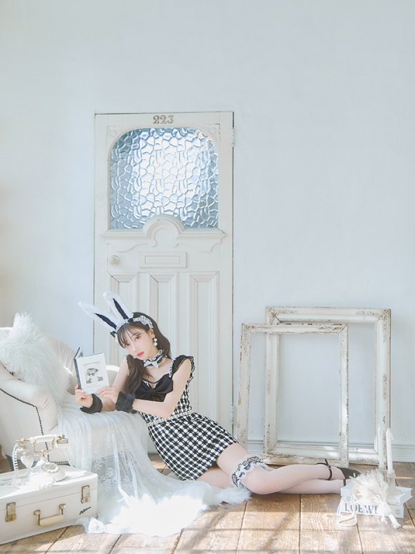 画像6: 【SALE!!】【即日発送】【ハロウィン】 ツイードバニーミニワンピ 【コスプレ5点セット】【S-Lサイズ/2カラー】[OF04] (6)