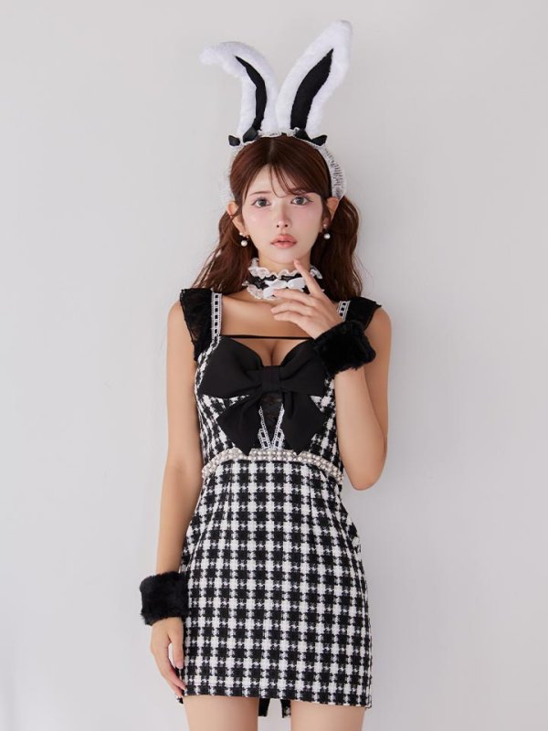 画像7: 【SALE!!】【即日発送】【ハロウィン】 ツイードバニーミニワンピ 【コスプレ5点セット】【S-Lサイズ/2カラー】[HC03] (7)