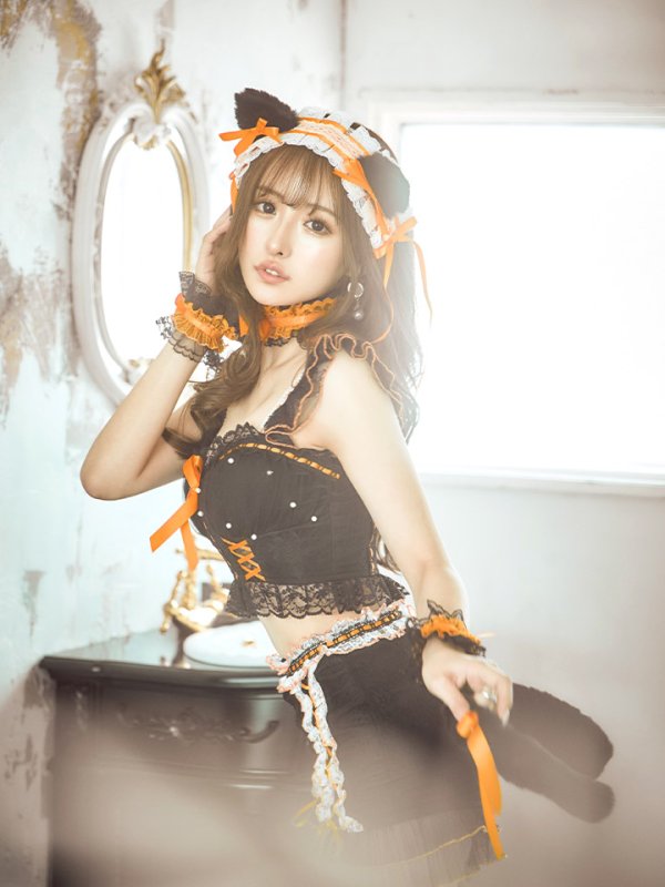 画像29: 【SALE!!】【即日発送】【ハロウィン】パールレースキャットセットアップ【コスプレ6点セット】【S-Mサイズ/2カラー】[OF01] (29)