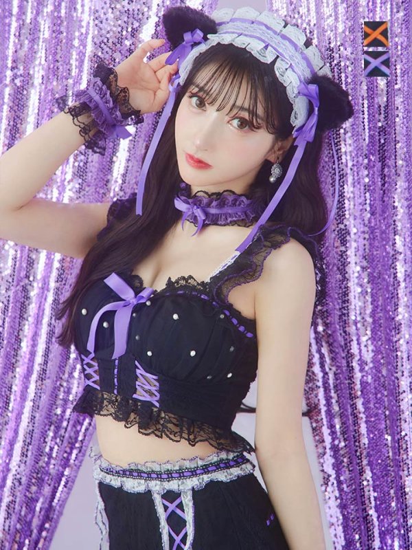 画像5: 【SALE!!】【即日発送】【ハロウィン】パールレースキャットセットアップ【コスプレ6点セット】【XS-Mサイズ/2カラー】[OF01] (5)