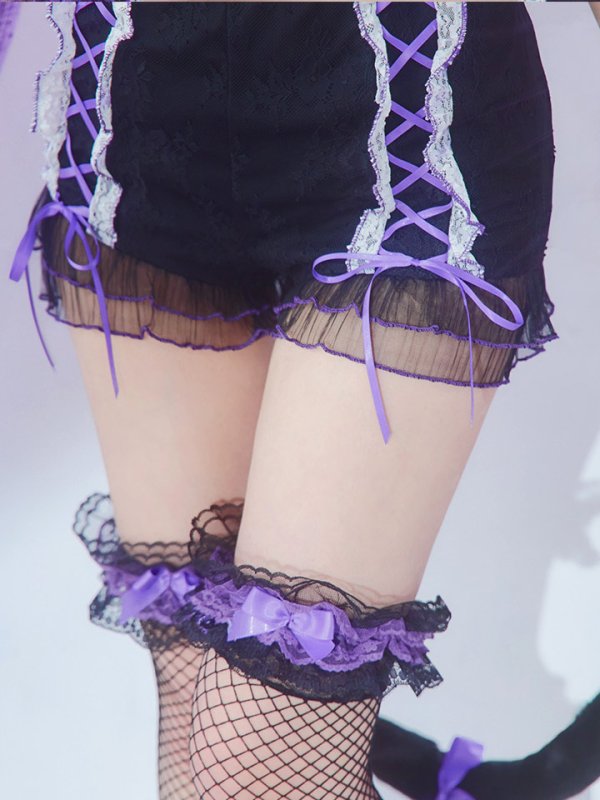 画像11: 【SALE!!】【即日発送】【ハロウィン】パールレースキャットセットアップ【コスプレ6点セット】【XS-Mサイズ/2カラー】[OF01] (11)