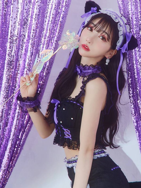 画像15: 【SALE!!】【即日発送】【ハロウィン】パールレースキャットセットアップ【コスプレ6点セット】【XS-Mサイズ/2カラー】[OF01] (15)