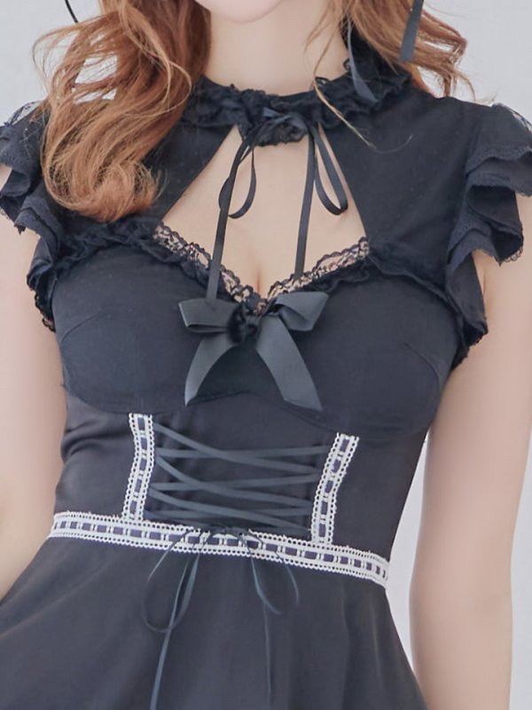 画像16: 【SALE!!】【即日発送】【ハロウィン】 レースアップブラックキャット 【コスプレ4点セット】【S-Lサイズ/1カラー】[HC03] (16)