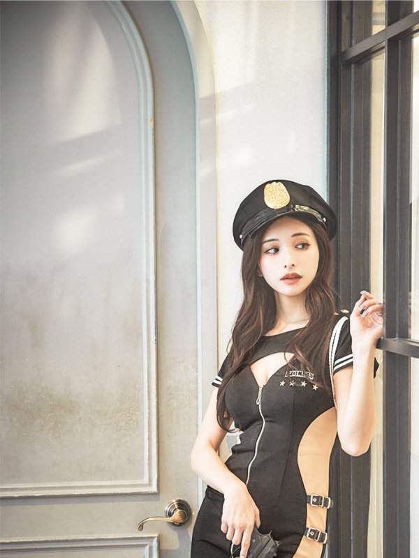 画像4: 【SALE!!】【即日発送】【ハロウィン】ジップポリスワンピース【コスプレ2点セット】【XS-XLサイズ/1カラー】[OF04-Bg] (4)