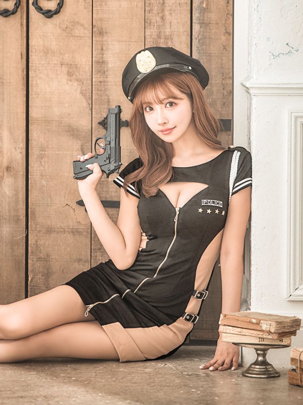 画像14: 【SALE!!】【即日発送】【ハロウィン】ジップポリスワンピース【コスプレ2点セット】【XS-XLサイズ/1カラー】[OF04-Bg] (14)