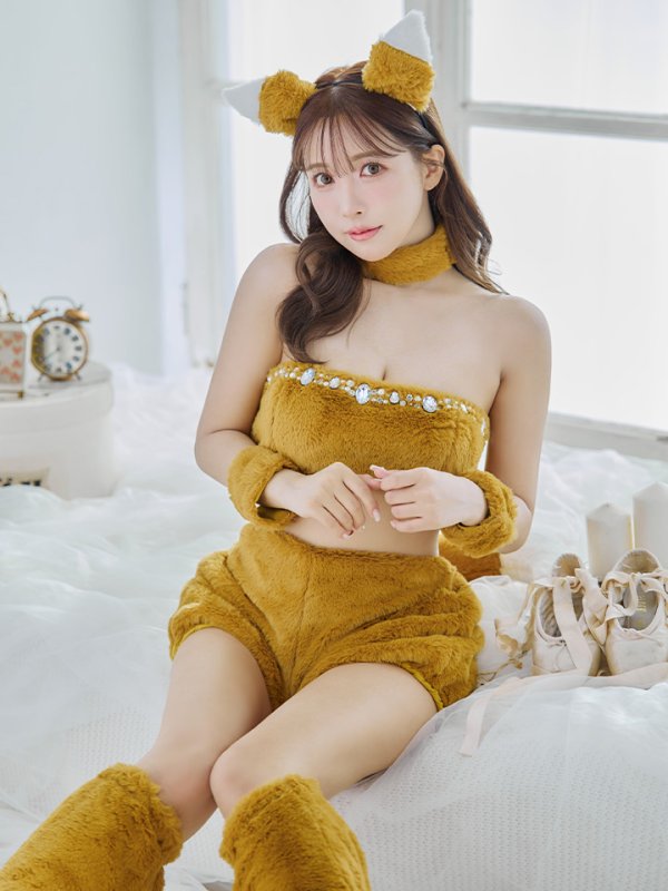 画像2: 【SALE!!】【即日発送】【ハロウィン】もこもこキツネ 【コスプレ6点セット】【Fサイズ/1カラー】[OF01] (2)