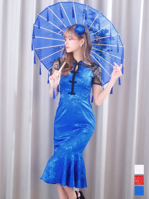 画像4: 【SALE!!】【即日発送】【ハロウィン】 マーメイドレースチャイナ 【コスプレ2点セット】【S-Lサイズ/3カラー】(SE01YN-W)[OF01] (4)