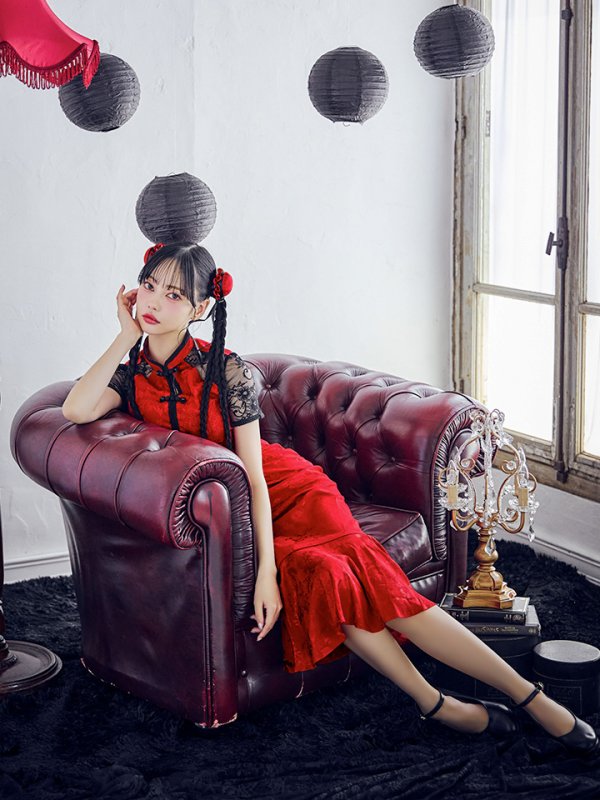 画像4: 【SALE!!】【即日発送】【ハロウィン】 マーメイドレースチャイナ 【コスプレ2点セット】【S-Lサイズ/3カラー】(SE01YN)[OF01] (4)