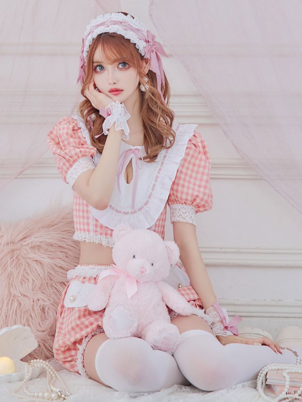 画像2: 【SALE!!】【即日発送】【ハロウィン】 ギンガムロリータベビー 【コスプレ5点セット】【S-Mサイズ/1カラー】[HC03] (2)