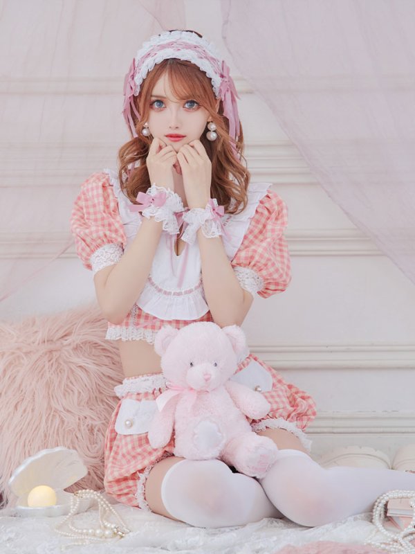 画像6: 【SALE!!】【即日発送】【ハロウィン】 ギンガムロリータベビー 【コスプレ5点セット】【S-Mサイズ/1カラー】[HC03] (6)