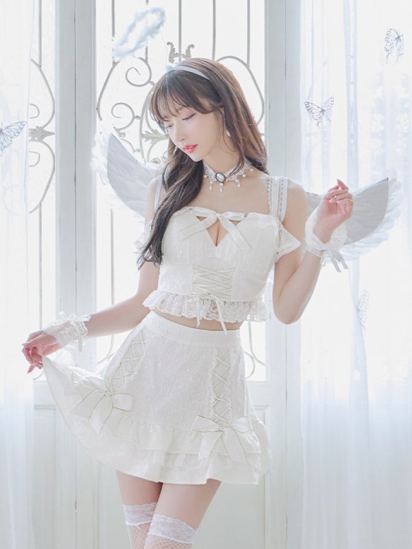 画像2: 【ハロウィン】セクシー天使セットアップ【コスプレ7点セット】【XS-Lサイズ/1カラー】[HC03-H] (2)