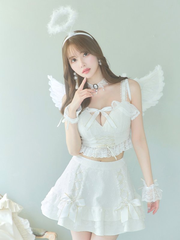 画像4: 【ハロウィン】セクシー天使セットアップ【コスプレ7点セット】【XS-Lサイズ/1カラー】[OF04-H] (4)