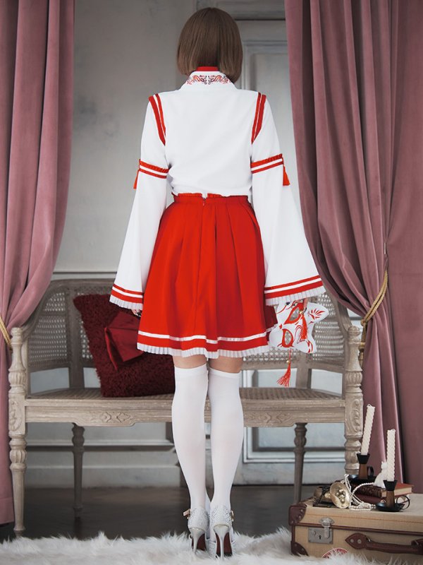 画像9: 【SALE!!】【即日発送】【ハロウィン】巫女【コスプレ4点セット】 【S-Lサイズ/1カラー】[OF01] (9)