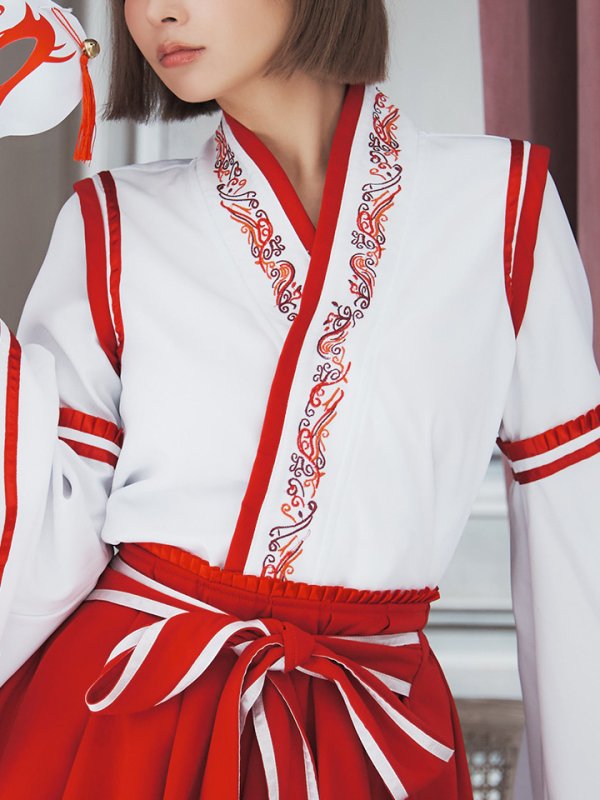 画像10: 【SALE!!】【即日発送】【ハロウィン】巫女【コスプレ4点セット】 【S-Lサイズ/1カラー】[OF01] (10)