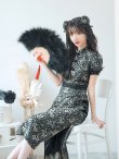 画像1: 【即日発送】【ハロウィン】 パフスリーブチャイナドレス【コスプレ2点セット】【S-XLサイズ/3カラー】(SE01YN)[OF04] (1)