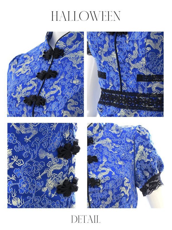 画像41: 【即日発送】【ハロウィン】 緩苺ちゃん着用 パフスリーブチャイナドレス【コスプレ2点セット】【S-XLサイズ/3カラー】(SE01YN)[OF04] (41)