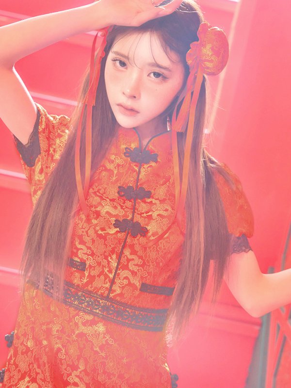 画像31: 【即日発送】【ハロウィン】 緩苺ちゃん着用 パフスリーブチャイナドレス【コスプレ2点セット】【S-XLサイズ/3カラー】(SE01YN)[OF04] (31)