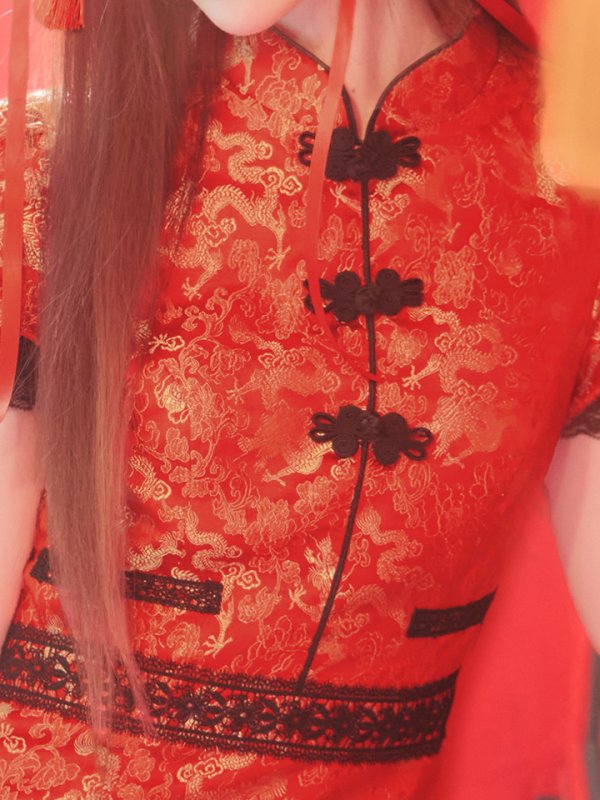 画像33: 【即日発送】【ハロウィン】 緩苺ちゃん着用 パフスリーブチャイナドレス【コスプレ2点セット】【S-XLサイズ/3カラー】(SE01YN)[OF04] (33)