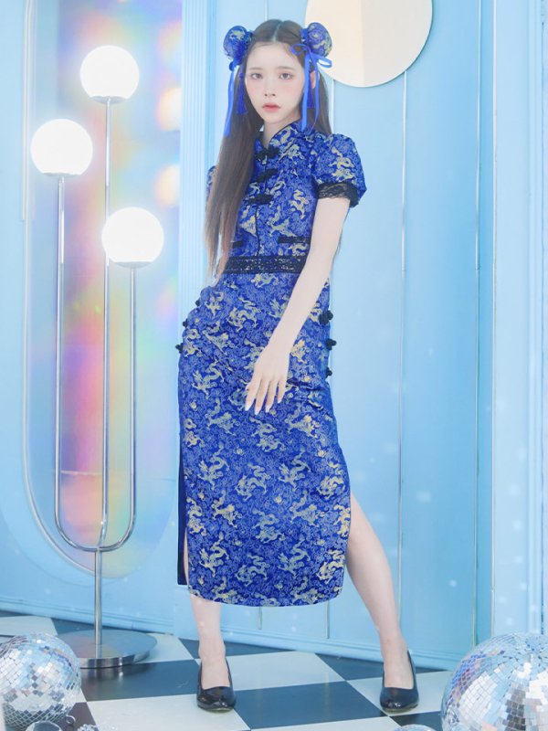 画像5: 【即日発送】【ハロウィン】 緩苺ちゃん着用 パフスリーブチャイナドレス【コスプレ2点セット】【S-XLサイズ/3カラー】(SE01YN)[OF04] (5)