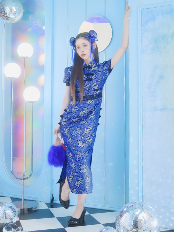 画像10: 【即日発送】【ハロウィン】 緩苺ちゃん着用 パフスリーブチャイナドレス【コスプレ2点セット】【S-XLサイズ/3カラー】(SE01YN)[OF04] (10)