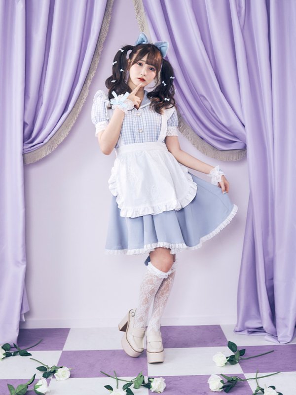 画像3: 【ハロウィン】【LARME/ラルム掲載】 ギンガムチェック猫メイド【コスプレ5点セット】【S-Mサイズ/3カラー】[HC03] (3)