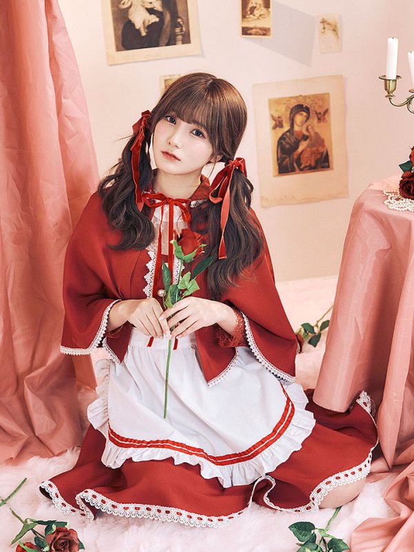 画像5: 【即日発送】【ハロウィン】【LARME/ラルム掲載】赤ずきん【コスプレ3点セット】【S-XLサイズ/1カラー】[YMT] (5)