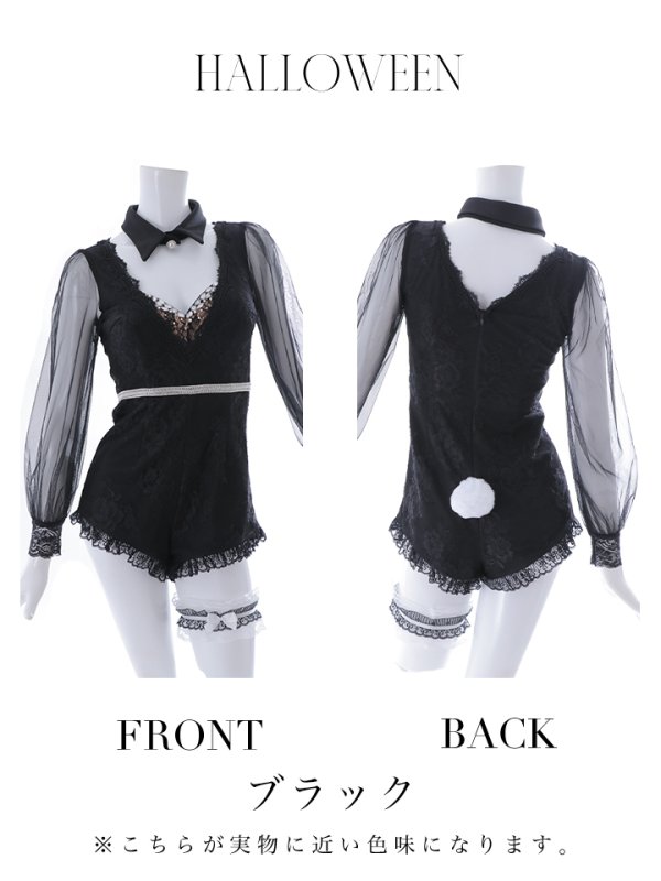 画像33: 【ハロウィン】 レースバニーオールインワン 【コスプレ5点セット】【S-Lサイズ/3カラー】[OF04] (33)