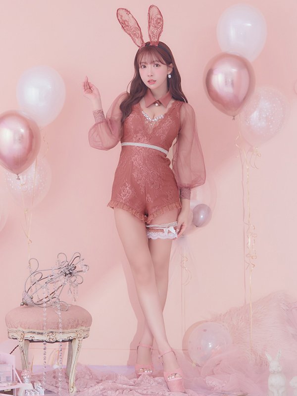 画像21: 【ハロウィン】 レースバニーオールインワン 【コスプレ5点セット】【S-Lサイズ/3カラー】[OF04] (21)