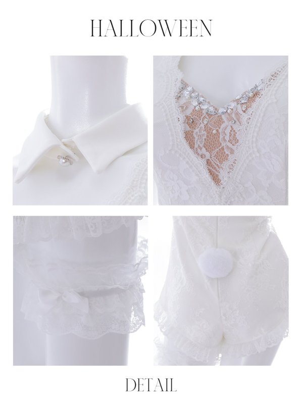 画像43: 【ハロウィン】 レースバニーオールインワン 【コスプレ5点セット】【S-Lサイズ/3カラー】[OF04] (43)