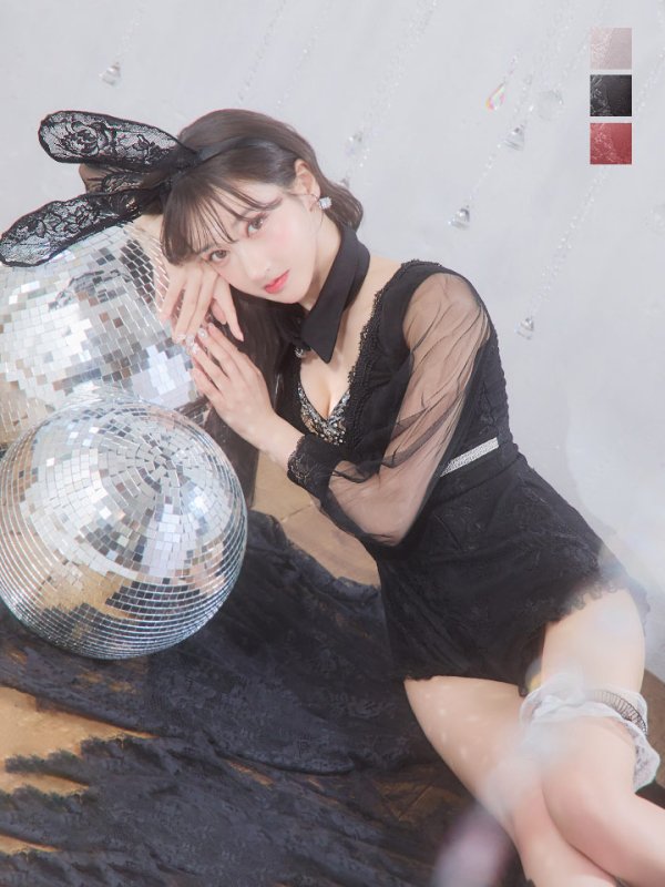 画像3: 【ハロウィン】 レースバニーオールインワン 【コスプレ5点セット】【S-Lサイズ/3カラー】[OF04] (3)