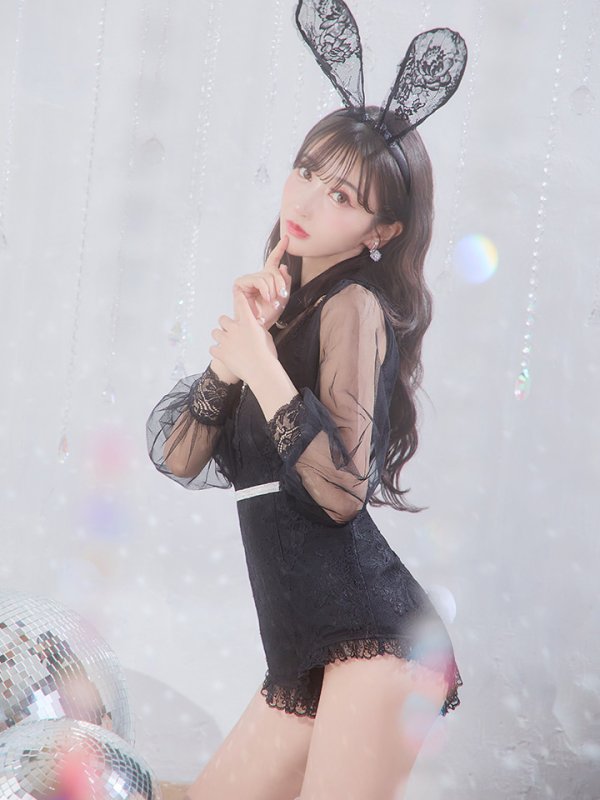 画像4: 【ハロウィン】 レースバニーオールインワン 【コスプレ5点セット】【S-Lサイズ/3カラー】[OF04] (4)